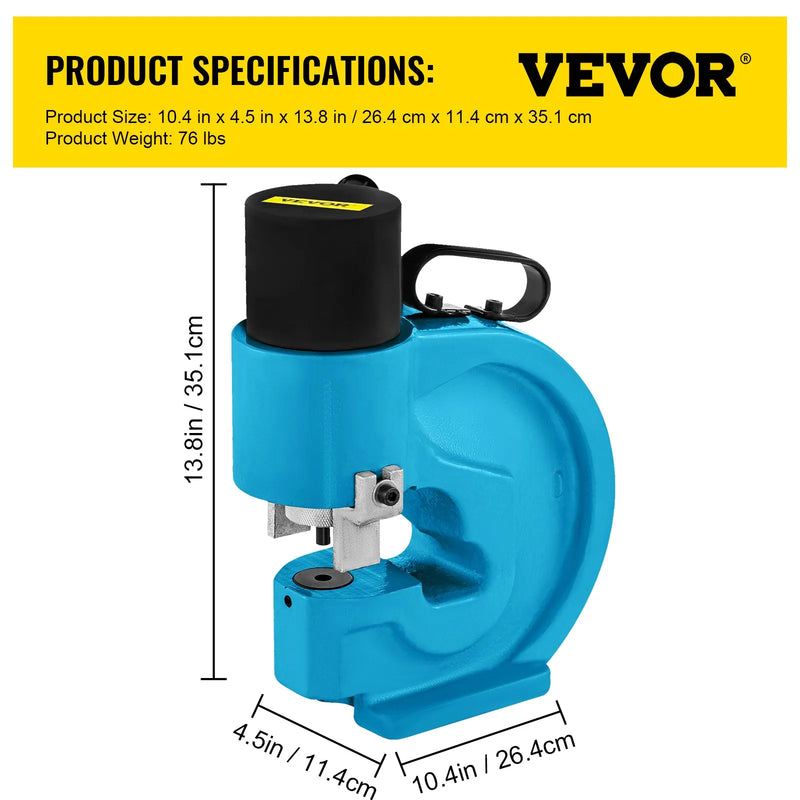 VEVOR CH-70 hidrauliskais urbj-perforators (urbšanas un perforēšanas instruments) ar 35 T spēku, plakanas vara urbšanas spēju, elektrisko L veida sūkni, kā arī CP-700 H un CFP-800-1 busbar uzgaļiem no volframa tērauda.