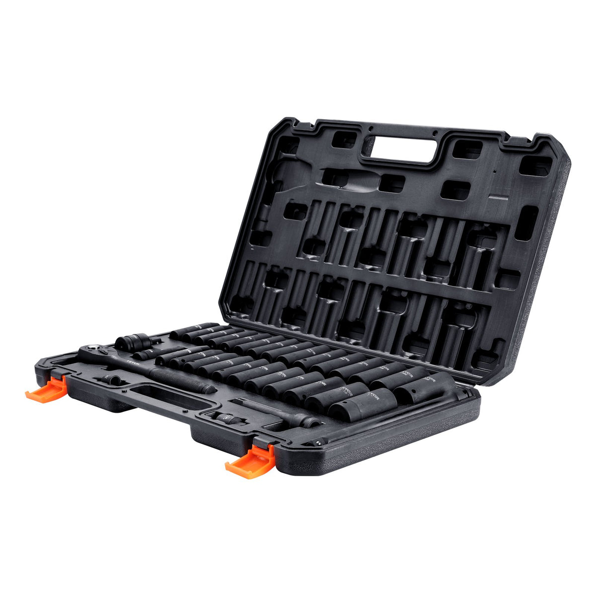 VEVOR 12,7 mm Drive Impact Wrench Set, 33 pcs, SAE 9,5 mm - 25,4 mm and metric 10-24 mm, 6-point Cr-V alloy steel for auto repair, easy to read size markings, robust construction, storage box