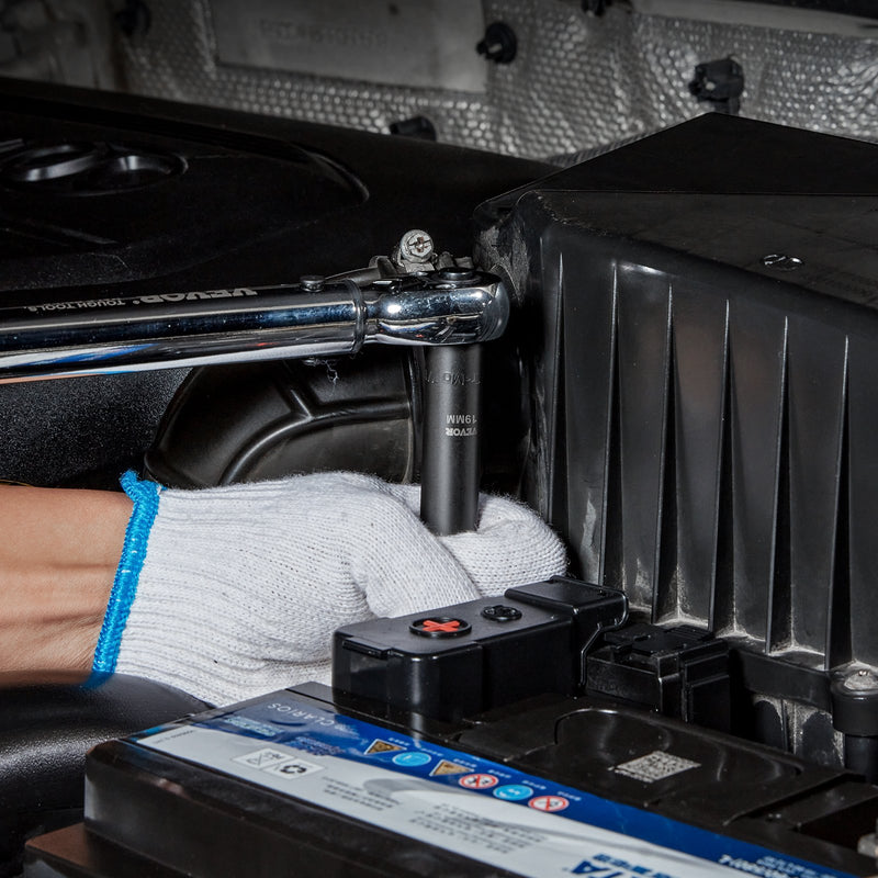 Набор ударных гайковертов VEVOR 12,7 мм, 33 шт, SAE 9,5 мм - 25,4 мм и метрические 10-24 мм, 6-гранная легированная сталь Cr-V для авторемонта, легко читаемая маркировка размеров, прочная конструкция, коробка для хранения