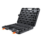 VEVOR 12,7 mm triecienuzgaļu komplekts (ES mērvienībās), 65 gabali, SAE 9,5–31,8 mm un metriskie 10–24 mm, 6-stūru Cr-V sakausējuma tērauds auto remontam, izturīga konstrukcija, viegli salasāmi marķējumi, uzglabāšanas koferis