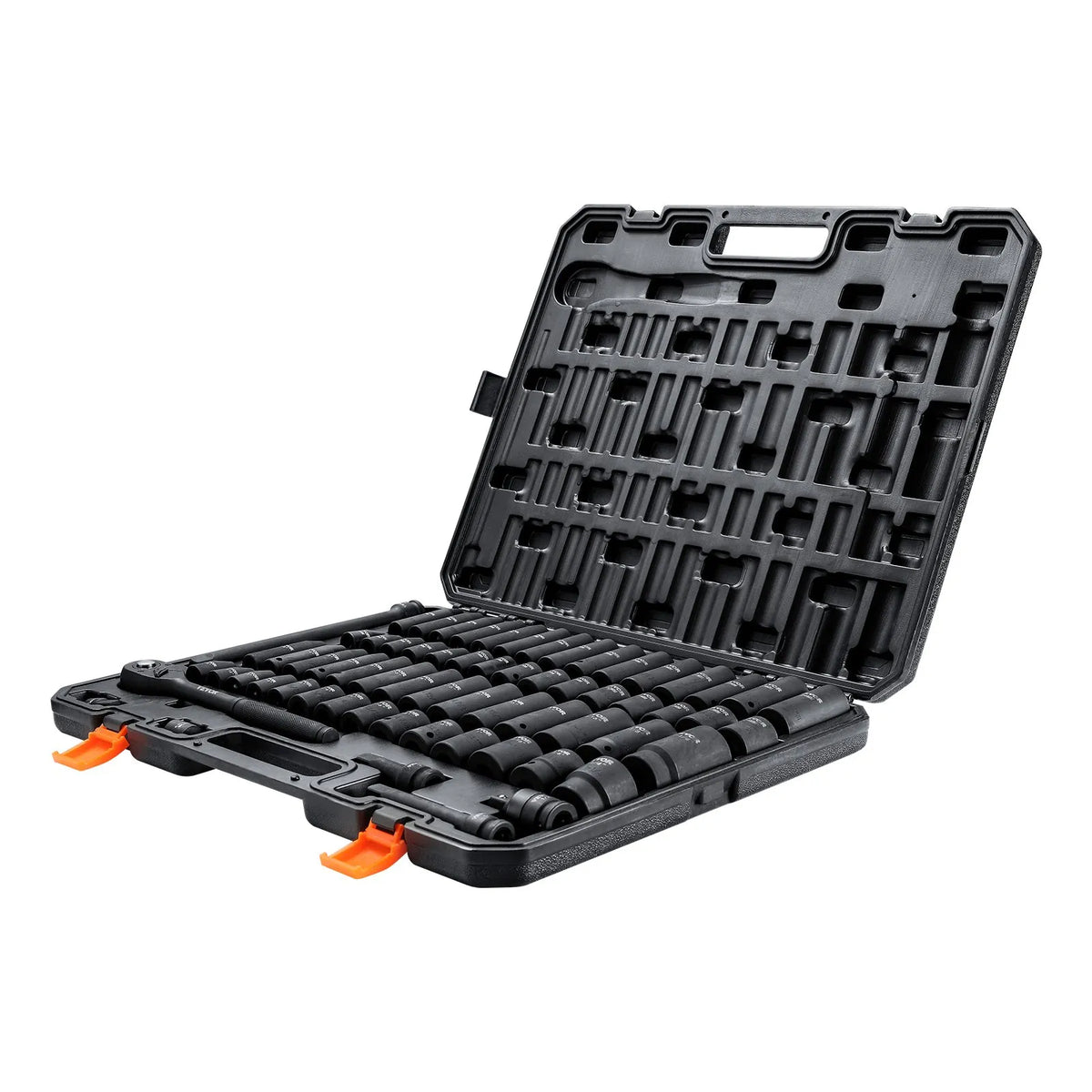 VEVOR 12,7 mm triecienuzgaļu komplekts (ES mērvienībās), 65 gabali, SAE 9,5–31,8 mm un metriskie 10–24 mm, 6-stūru Cr-V sakausējuma tērauds auto remontam, izturīga konstrukcija, viegli salasāmi marķējumi, uzglabāšanas koferis