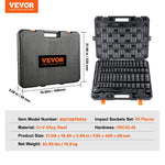 VEVOR 12,7 mm triecienuzgaļu komplekts (ES mērvienībās), 65 gabali, SAE 9,5–31,8 mm un metriskie 10–24 mm, 6-stūru Cr-V sakausējuma tērauds auto remontam, izturīga konstrukcija, viegli salasāmi marķējumi, uzglabāšanas koferis