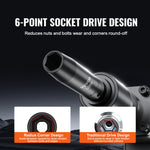 VEVOR 9,5 mm drive löögimuhvide komplekt 48 tk SAE (8-22 mm), 6-punktiline Cr-V, pikendus, universaalühendus, elektritööriistade adapter, hoiukast