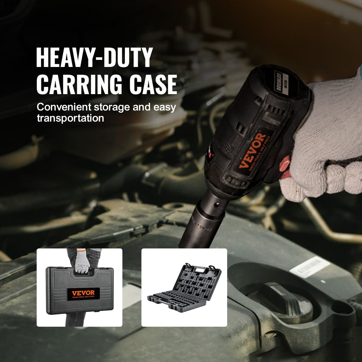 VEVOR 9,5 mm drive löögimuhvide komplekt 48 tk SAE (8-22 mm), 6-punktiline Cr-V, pikendus, universaalühendus, elektritööriistade adapter, hoiukast