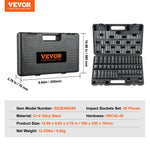 VEVOR 9,5 mm drive löögimuhvide komplekt 48 tk SAE (8-22 mm), 6-punktiline Cr-V, pikendus, universaalühendus, elektritööriistade adapter, hoiukast