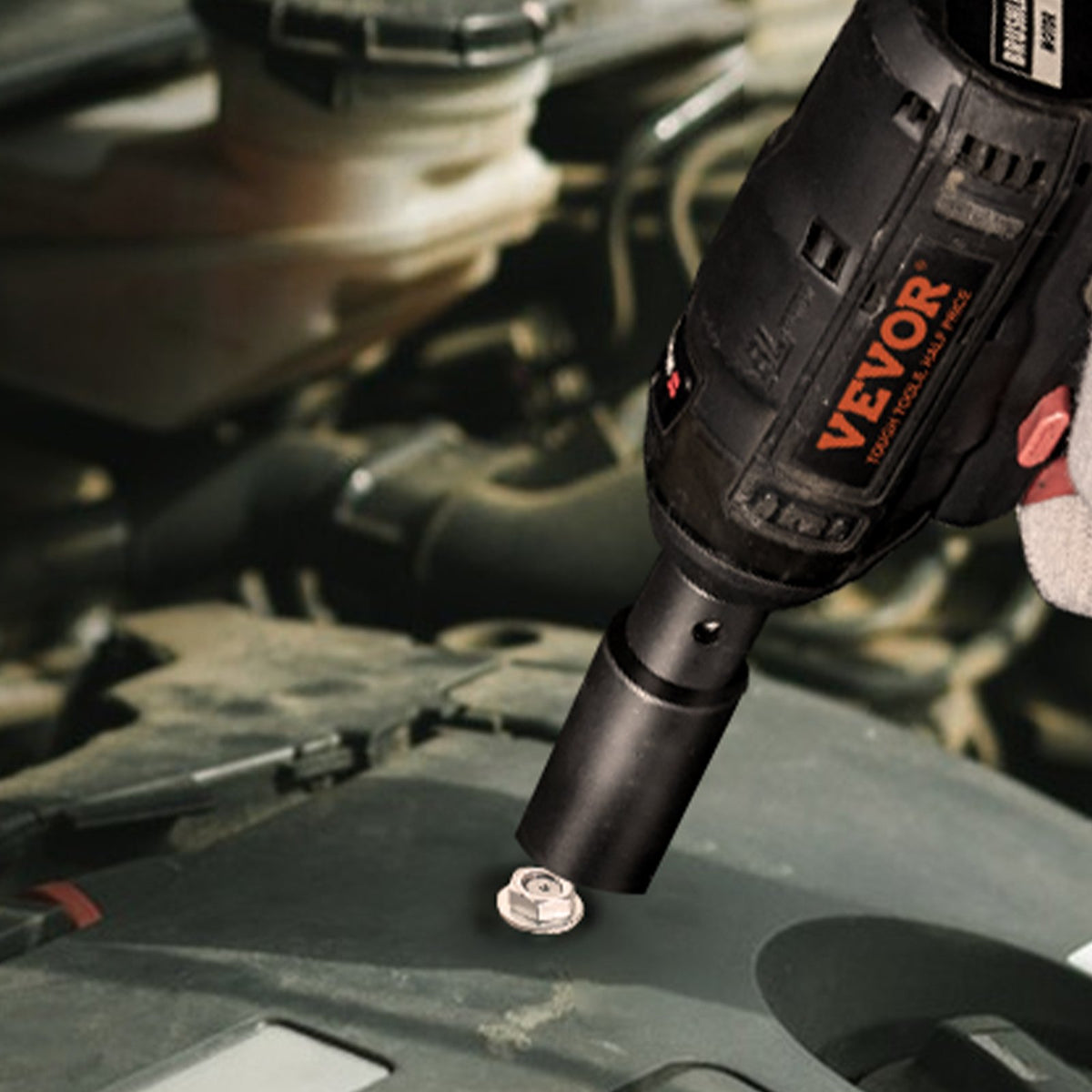 VEVOR 9,5 mm drive löögimuhvide komplekt 48 tk SAE (8-22 mm), 6-punktiline Cr-V, pikendus, universaalühendus, elektritööriistade adapter, hoiukast