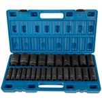 VEVOR impact driver set 26 pcs 12,7 mm drive, 6 point deep socket, 10-36 mm, CR-V alloy steel, storage box