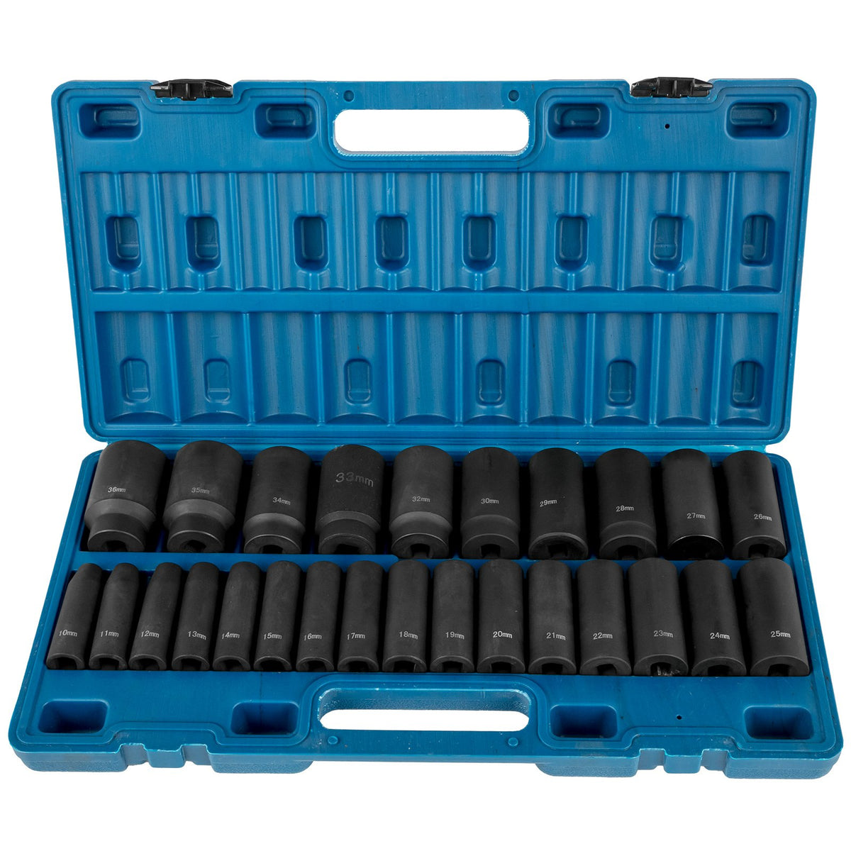 VEVOR impact driver set 26 pcs 12,7 mm drive, 6 point deep socket, 10-36 mm, CR-V alloy steel, storage box