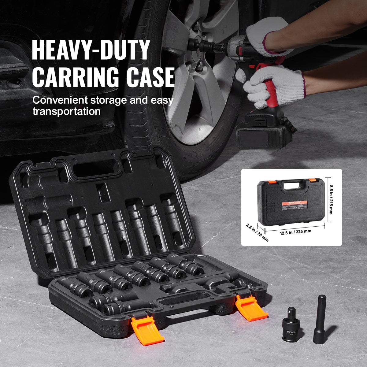 VEVOR 360° rotatable impact driver set 14 pcs., 9,5 mm drive, 10-24 mm