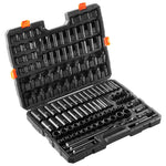 VEVOR trieciens uzgriežņu atslēgu komplekts 130 gab., 6-kantes, 9,53 mm un 12,7 mm, ar uzgaļiem, sprūdrata atslēgu un instrumentu komplektu