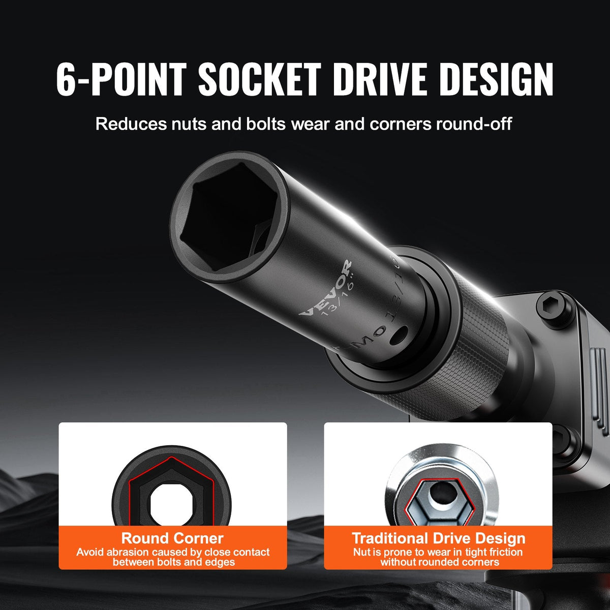 VEVOR trieciens uzgriežņu atslēgu komplekts 130 gab., 6-kantes, 9,53 mm un 12,7 mm, ar uzgaļiem, sprūdrata atslēgu un instrumentu komplektu
