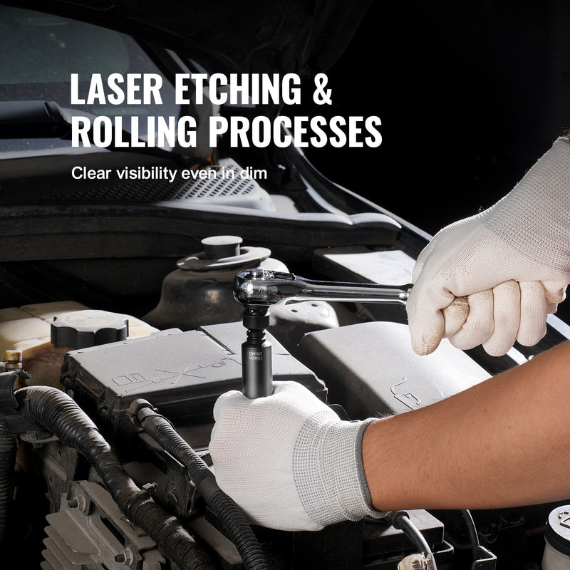 Набор ударных гайковертов VEVOR 14 шт, 6 шт, глубокий, 6,35 мм, 4-15 мм, Cr-Mo