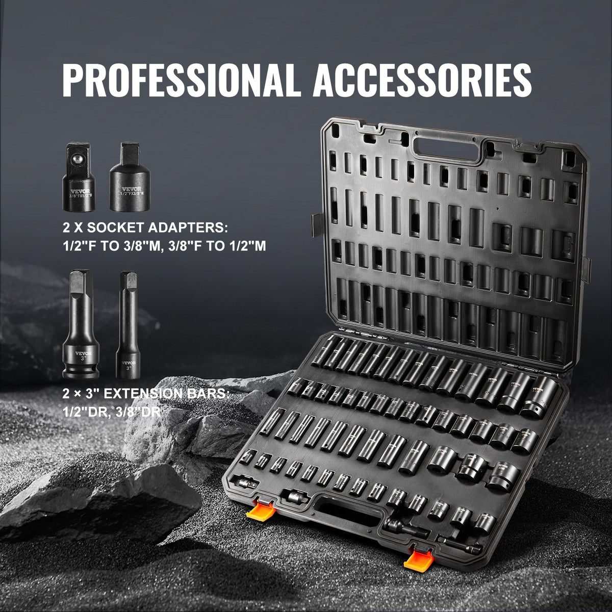 VEVOR Impact Strip Set 59 pcs 6-point 9,5 mm and 12,7 mm drive