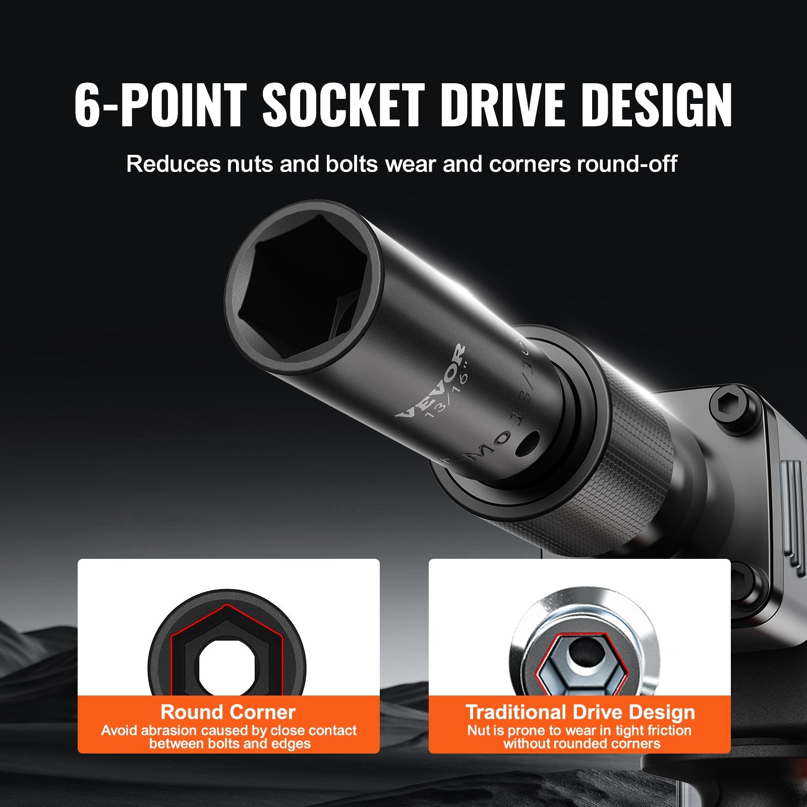 VEVOR Impact Strip Set 59 pcs 6-point 9,5 mm and 12,7 mm drive