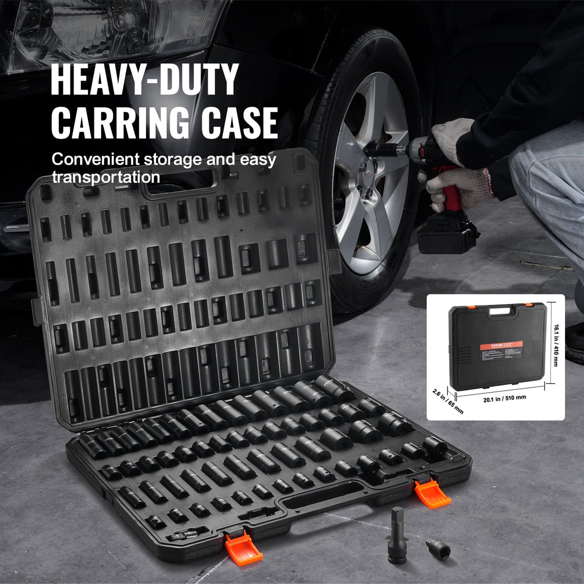 VEVOR Impact Strip Set 59 pcs 6-point 9,5 mm and 12,7 mm drive