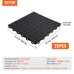 Гаражная плитка VEVOR, 30 × 30 × 1,35 см, 25 штук, нескользящее двустороннее покрытие для гаражей, подвалов и мастерских, черная