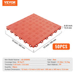 VEVOR savienojamās garāžas grīdas flīzes, 30,48 × 30,48 × 1,35 cm, 50 gab., neslīdošas abpusējas tekstūras grīdas seguma flīzes garāžām, pagrabiem un autoservisiem, sarkanas