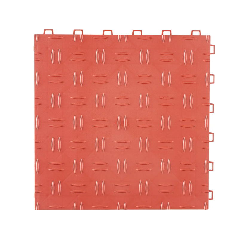 VEVOR savienojamās garāžas grīdas flīzes, 30,48 × 30,48 × 1,35 cm, 50 gab., neslīdošas abpusējas tekstūras grīdas seguma flīzes garāžām, pagrabiem un autoservisiem, sarkanas