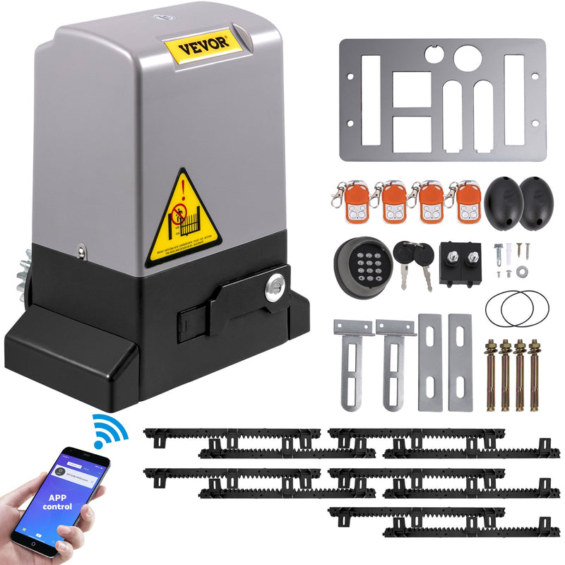 VEVOR automatic sliding gate opening system - up to 1800 kg, with 4 remote controls and app control