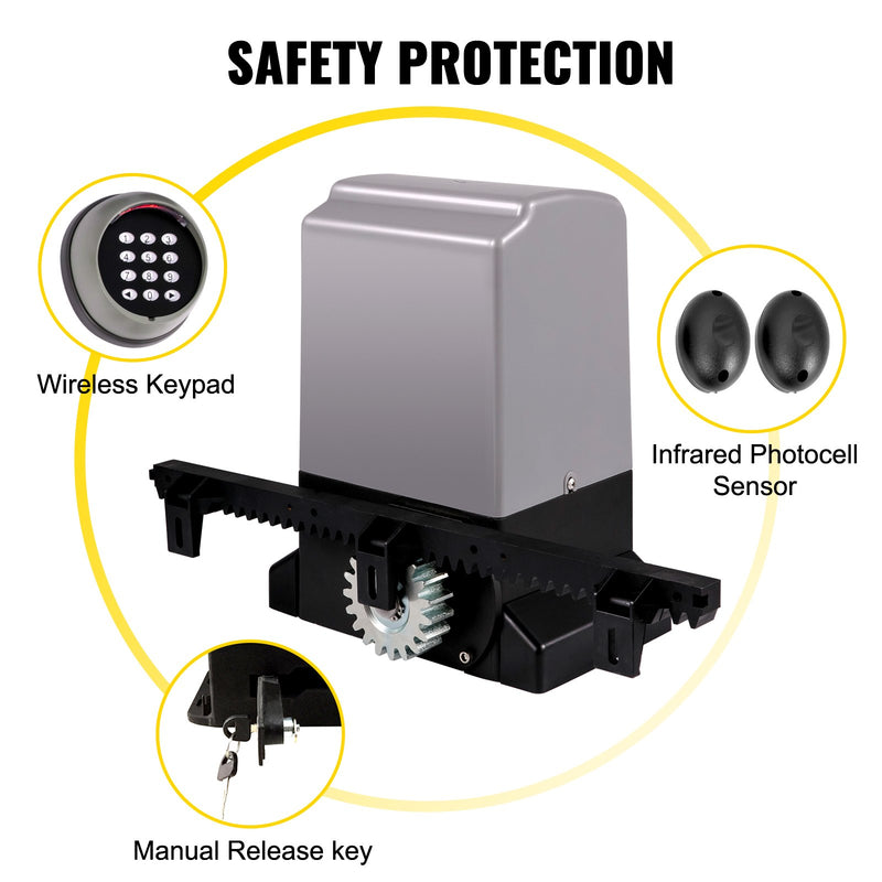 VEVOR automatic sliding gate opening system - up to 1800 kg, with 4 remote controls and app control