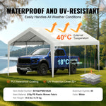 VEVOR canopy roof cover 6,10 × 3,04 m, waterproof, UV-protected, with elastic rubber clips, white - cover only (without frame)