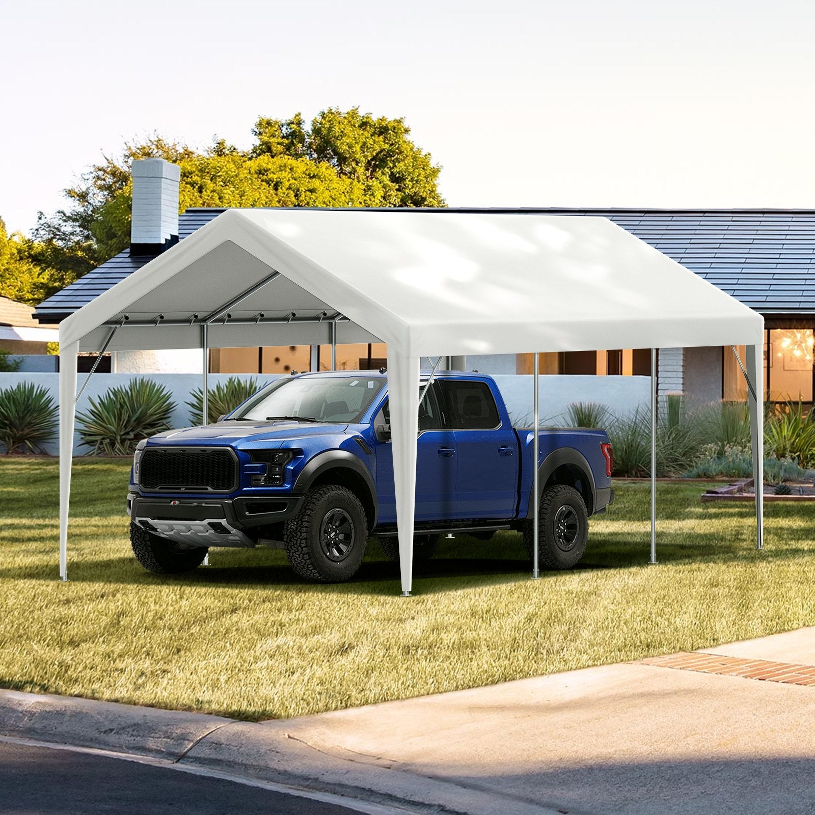 VEVOR canopy roof cover 6,10 × 3,04 m, waterproof, UV-protected, with elastic rubber clips, white - cover only (without frame)