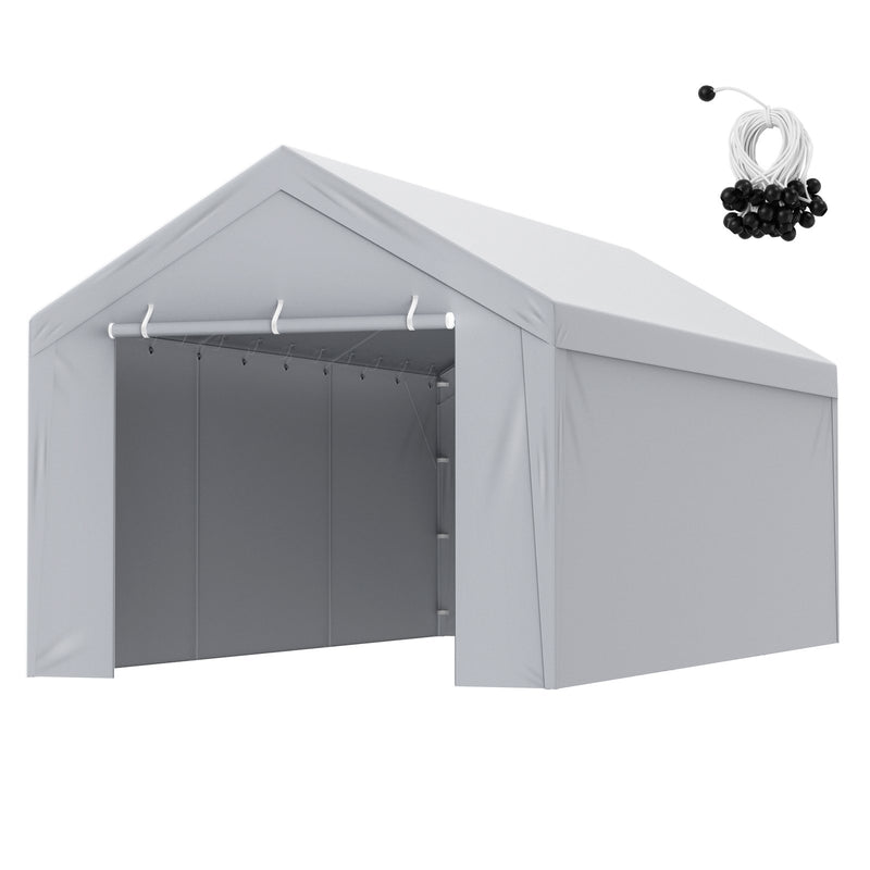 VEVOR Carport Replacement Cover Roof + Side Walls 6000 x 3000 мм, гаражные тенты, водонепроницаемые и защищенные от ультрафиолета, легко устанавливаются с помощью шариковых резинок, белые (каркас не входит в комплект)