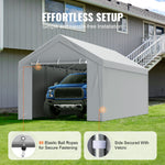 VEVOR Carport Replacement Cover Roof + Side Walls 6000 x 3000 mm, garage tents, waterproof and UV protected, easy to install with ball rubbers, white (frame not included)