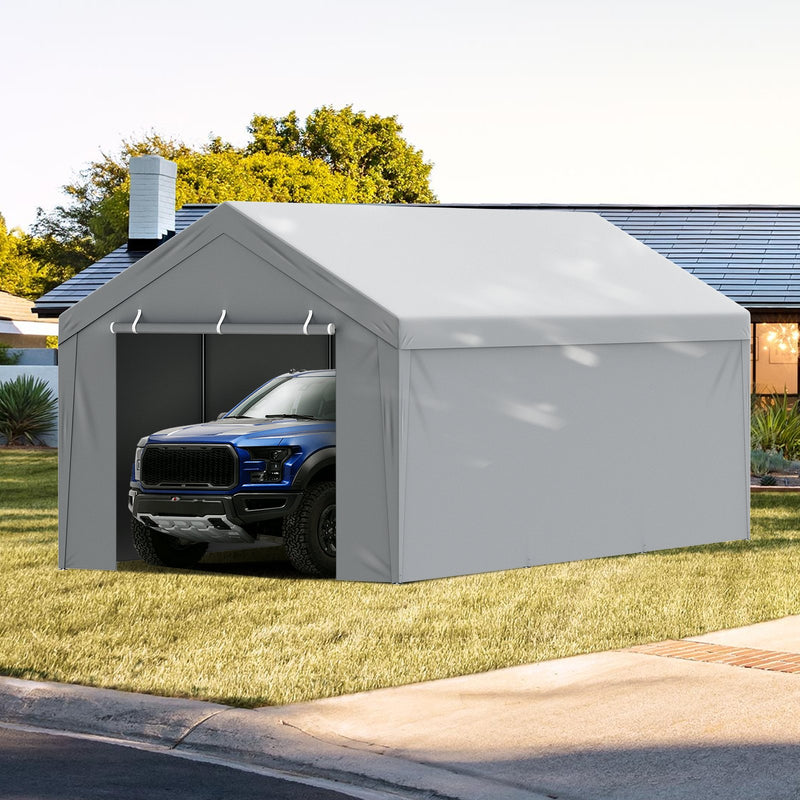 VEVOR Carport Replacement Cover Roof + Side Walls 6000 x 3000 мм, гаражные тенты, водонепроницаемые и защищенные от ультрафиолета, легко устанавливаются с помощью шариковых резинок, белые (каркас не входит в комплект)