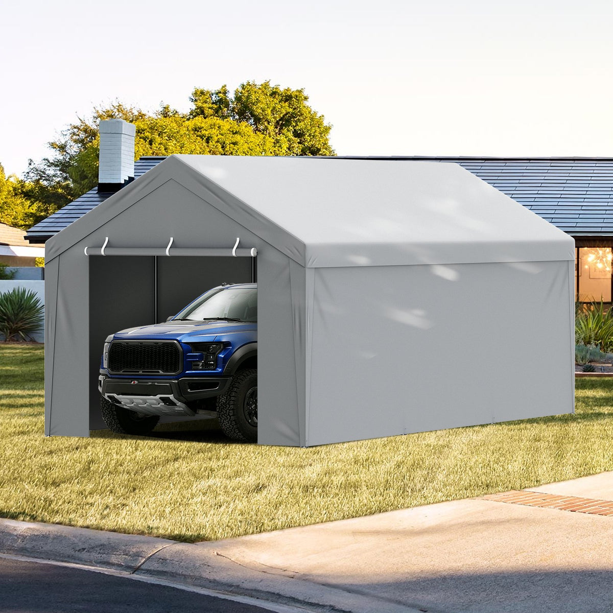 VEVOR Carport Replacement Cover Roof + Side Walls 6000 x 3000 mm, garage tents, waterproof and UV protected, easy to install with ball rubbers, white (frame not included)