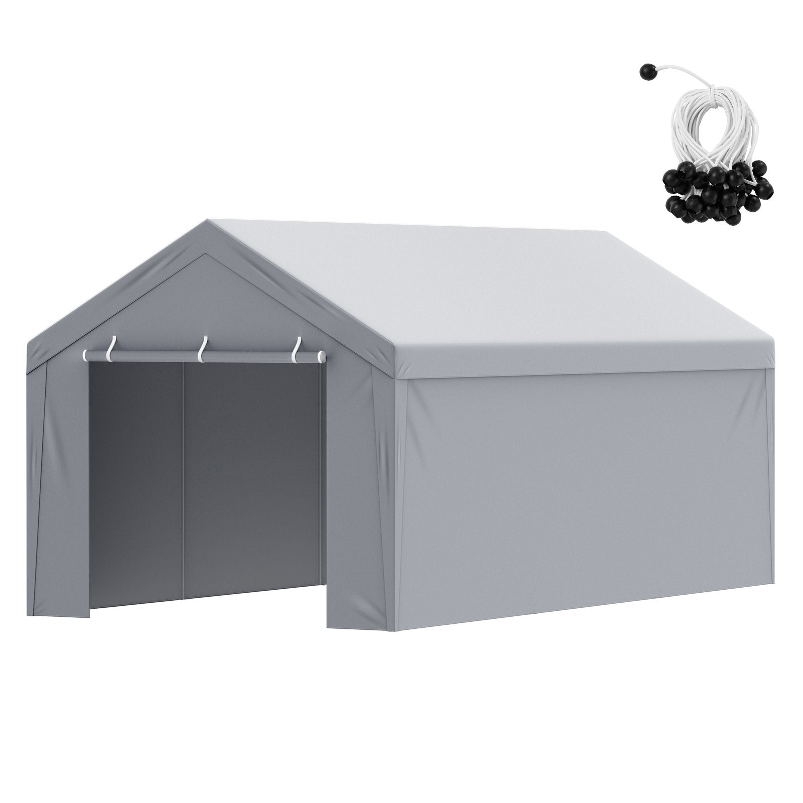 VEVOR Carport Replacement Cover Roof + Side Walls 6000 x 3000 mm, garage tents, waterproof and UV protected, easy to install with ball rubbers, white (frame not included)