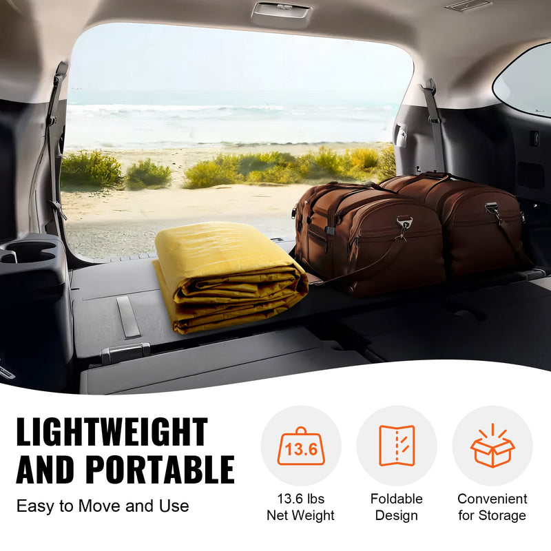 Навес VEVOR 3,05 × 6,10 м, водонепроницаемый, с УФ-защитой, с резиновыми зажимами, бежевый - только навес (без каркаса)