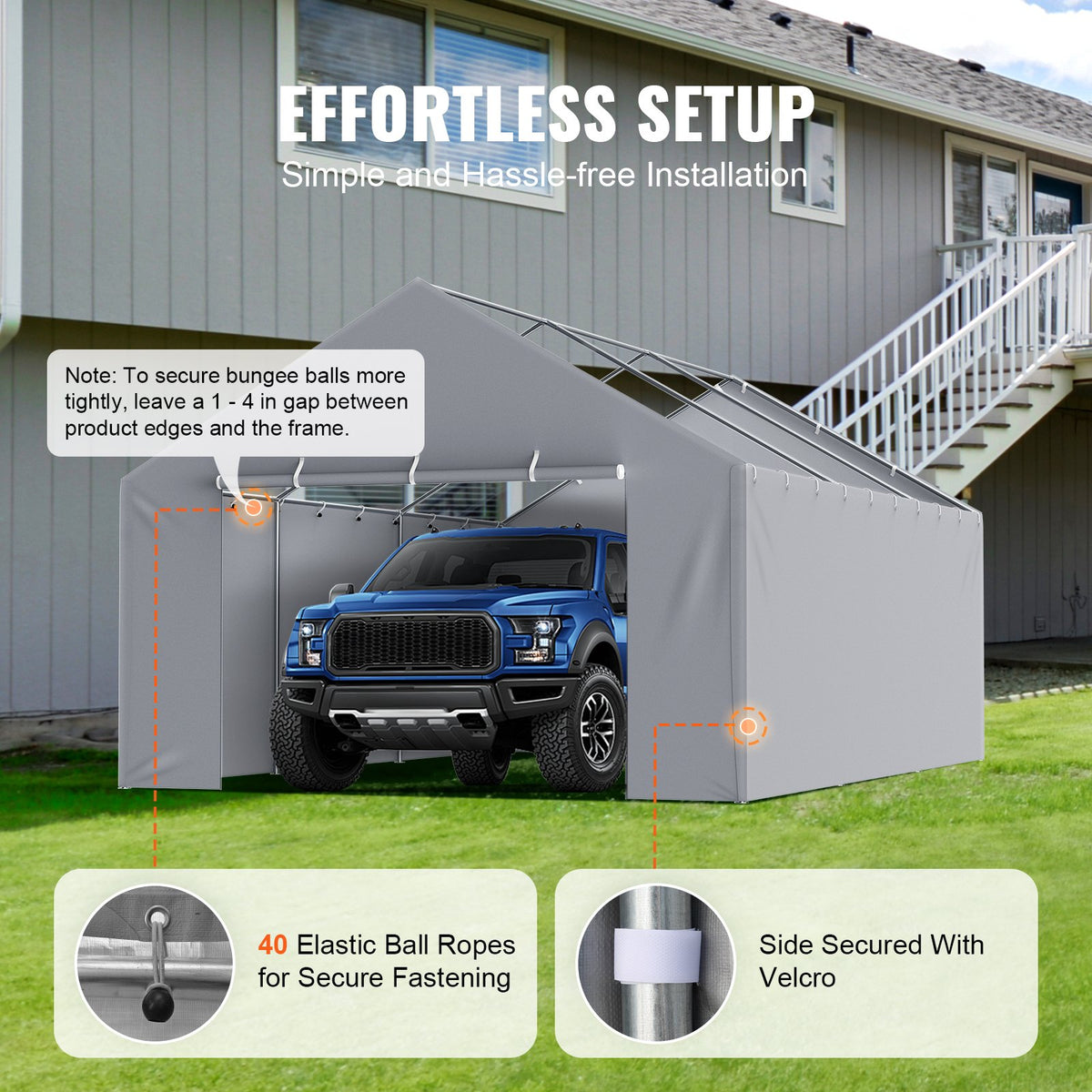 VEVOR awning side wall 3.96 × 6.10 m, grey, waterproof, UV protection, easy installation - without roof and frame
