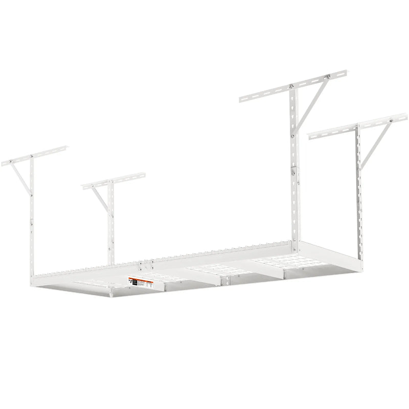 Piekaramais griestu uzglabāšanas plaukts, regulējams auksti velmēta tērauda konstrukcijā, balts, 272 kg, 91 × 244 × 56–102 cm