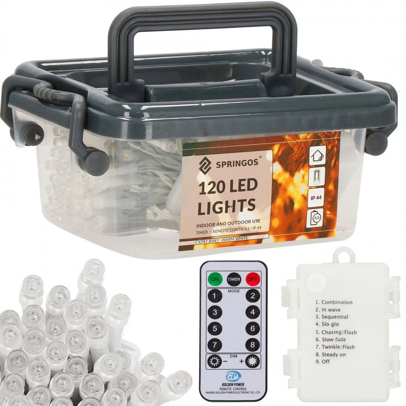 9m julgirlang. Varmvit, drivs av 3x AA 1,5V-batterier (ingår ej) IP44