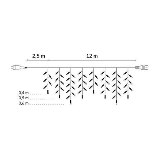 12m Lāstekas 300LED Silti balta. Barošana 220-240 v. Jauda 4,5w