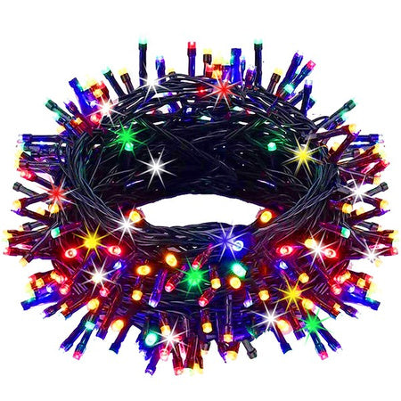 15m Ziemassvētku eglīšu lampiņas 300 LED daudzkrāsu + zibspuldze IP44