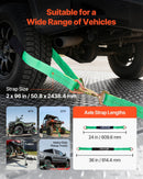 VEVOR riteņu fiksatora nostiprināšanas komplekts, ass tipa piekabes nostiprināšanas siksnas, transportlīdzekļu nostiprināšanas sistēma ar atsperu āķiem, darba slodze 1512 kg, pārrāvuma izturība 4540 kg, paredzēta ATV, UTV un piekabēm