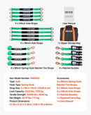 VEVOR riteņu fiksatora nostiprināšanas komplekts, ass tipa piekabes nostiprināšanas siksnas, transportlīdzekļu nostiprināšanas sistēma ar atsperu āķiem, darba slodze 1512 kg, pārrāvuma izturība 4540 kg, paredzēta ATV, UTV un piekabēm