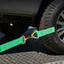 VEVOR riteņu fiksatora nostiprināšanas komplekts, ass tipa piekabes nostiprināšanas siksnas, transportlīdzekļu nostiprināšanas sistēma ar atsperu āķiem, darba slodze 1512 kg, pārrāvuma izturība 4540 kg, paredzēta ATV, UTV un piekabēm