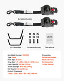 VEVOR riteņa fiksācijas nostiprināšanas komplekts, fiksēta tipa piekabes nostiprināšanas siksnas ar S veida āķiem, pārrāvuma slodze 748 kg, darba slodze 250 kg, piemērots motocikliem, laivām, sniega motocikliem un piekabēm