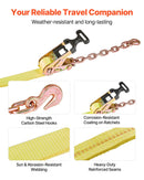 VEVOR riteņa fiksācijas un nostiprināšanas komplekts, riepas tipa vilkšanas ratiņu siksnas ar pastiprinātu āķi, pārrāvuma slodze 4540 kg, darba slodze 1512 kg, piemērots motocikliem, ATV, SUV un sniega motocikliem