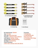 VEVOR riteņa fiksācijas un nostiprināšanas komplekts, riepas tipa vilkšanas ratiņu siksnas ar pastiprinātu āķi, pārrāvuma slodze 4540 kg, darba slodze 1512 kg, piemērots motocikliem, ATV, SUV un sniega motocikliem