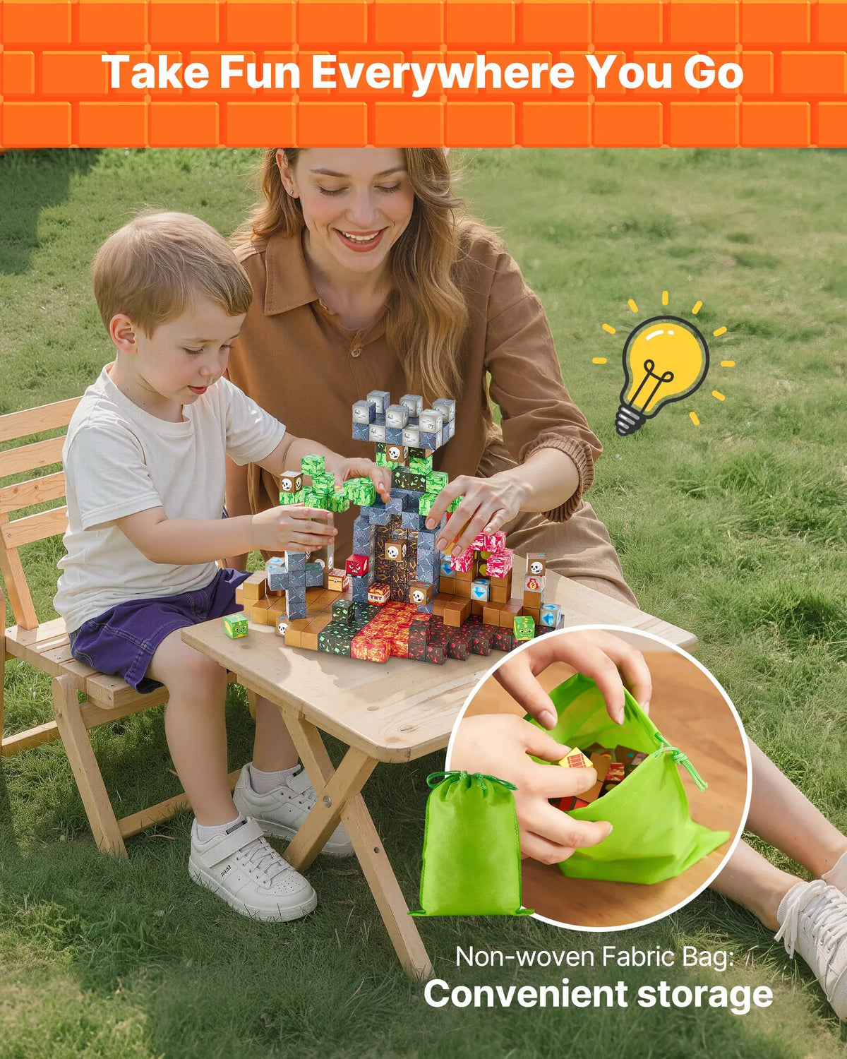 VEVOR magnētisko kluču komplekts, 100 gab., “Tumšās pils” tēma, magnētiskie būvkubi bērniem; STEM Montessori sensorā rotaļlieta bērniem no 3 gadu vecuma