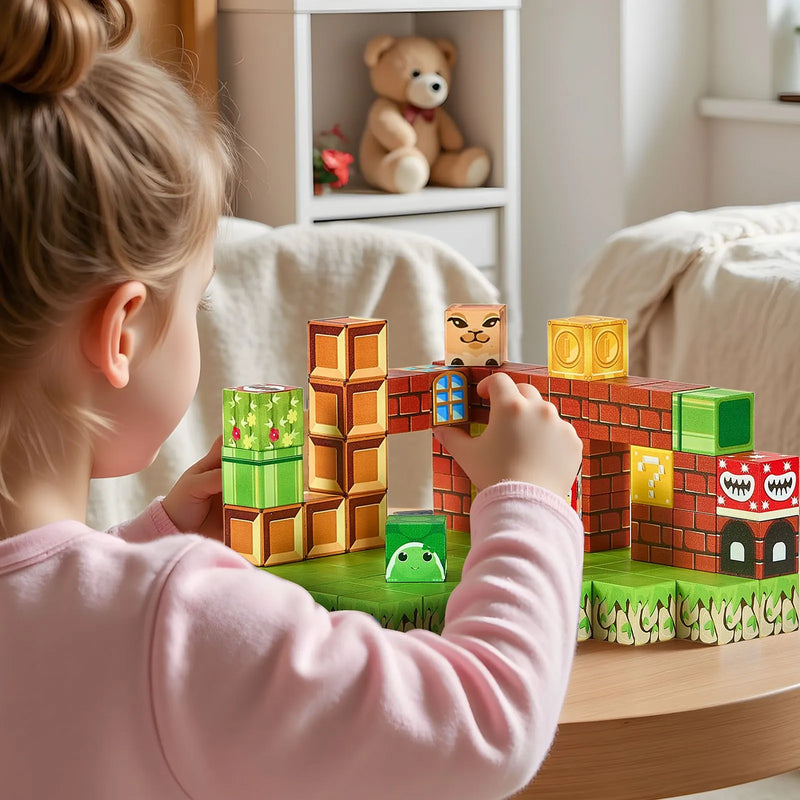 VEVOR magnētisko kluču komplekts, 100 gab., bērnu konstrukciju magnētiskie kubi; STEM Montessori sensorā rotaļlieta bērniem no 3 gadu vecuma