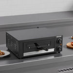 VEVOR elektriskā picu krāsns, 304,8 mm darbgalds, temperatūras diapazons 25–300 °C, 1450 W, ar taimeri un temperatūras kontroli, divkāršu siltuma cauruļu sistēmu un grila resti, picu gatavošanai virtuvē un komerciāliem mērķiem