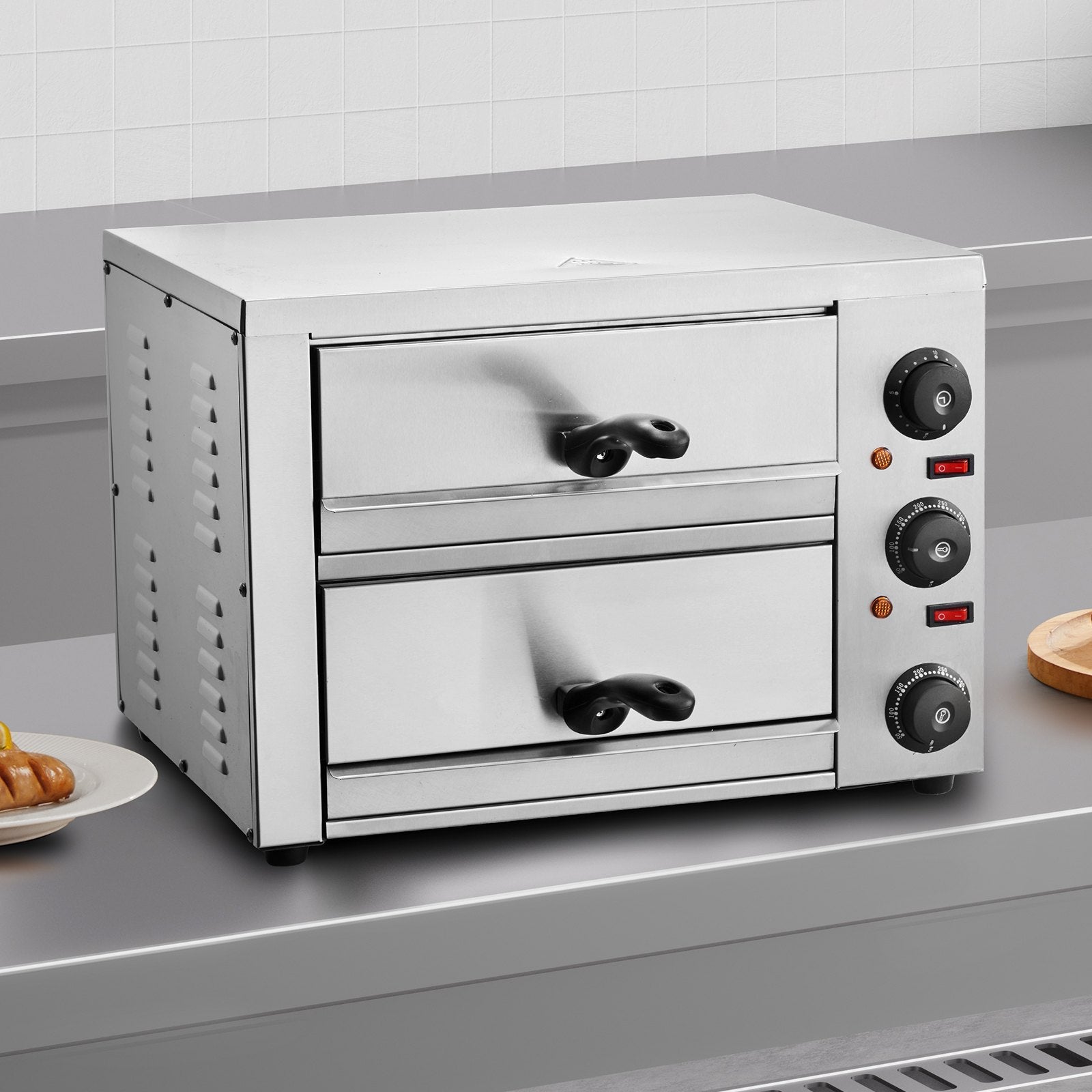 VEVOR 30,4 cm elektriskā galda picas krāsns ar regulējamu temperatūru un 0–120 minūšu taimeri