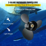 Alumīnija propellers 3 lāpstiņas, 36,8 × 48,3 cm, 19 zobi, RH, saderīgs ar Volvo Penta SX