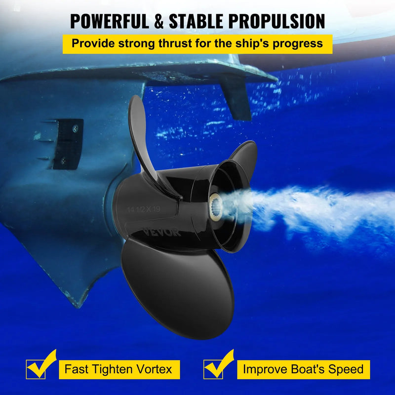 Alumīnija propellers 3 lāpstiņas, 36,8 × 48,3 cm, 19 zobi, RH, saderīgs ar Volvo Penta SX