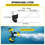 Alumīnija propellers 3 lāpstiņas, 36,8 × 48,3 cm, 19 zobi, RH, saderīgs ar Volvo Penta SX